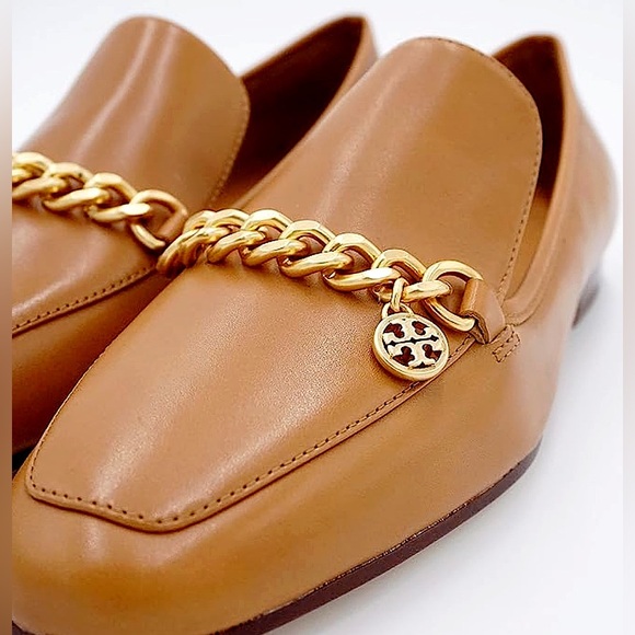 Tory Burch Mini Benton Calf Leather 20mm Charm Loafer in Ambra Tan sz 7 - Picture 8 of 9